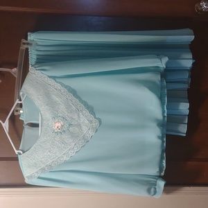 Vintage embroidered lace sheer accordion skirt outfit dress smocked waist custom